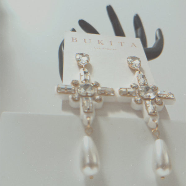 Dazzling Snowdrop Cross Earrings